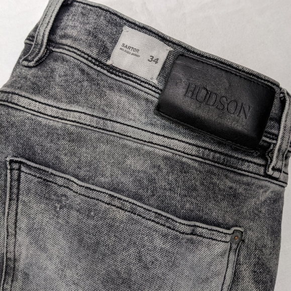 Hudson Sartor Relaxed Skinny Distressed Edgy Graphic Jeans - Picture 9 of 14